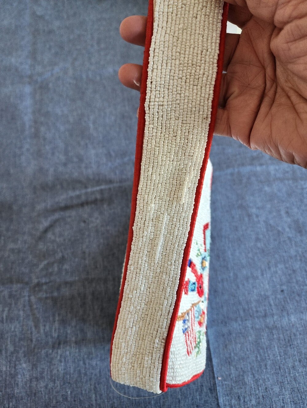 Beaded Red Truck Bag with Patriotic Floral Design Summer Viral Tik Tok NWT - Picture 11 of 14